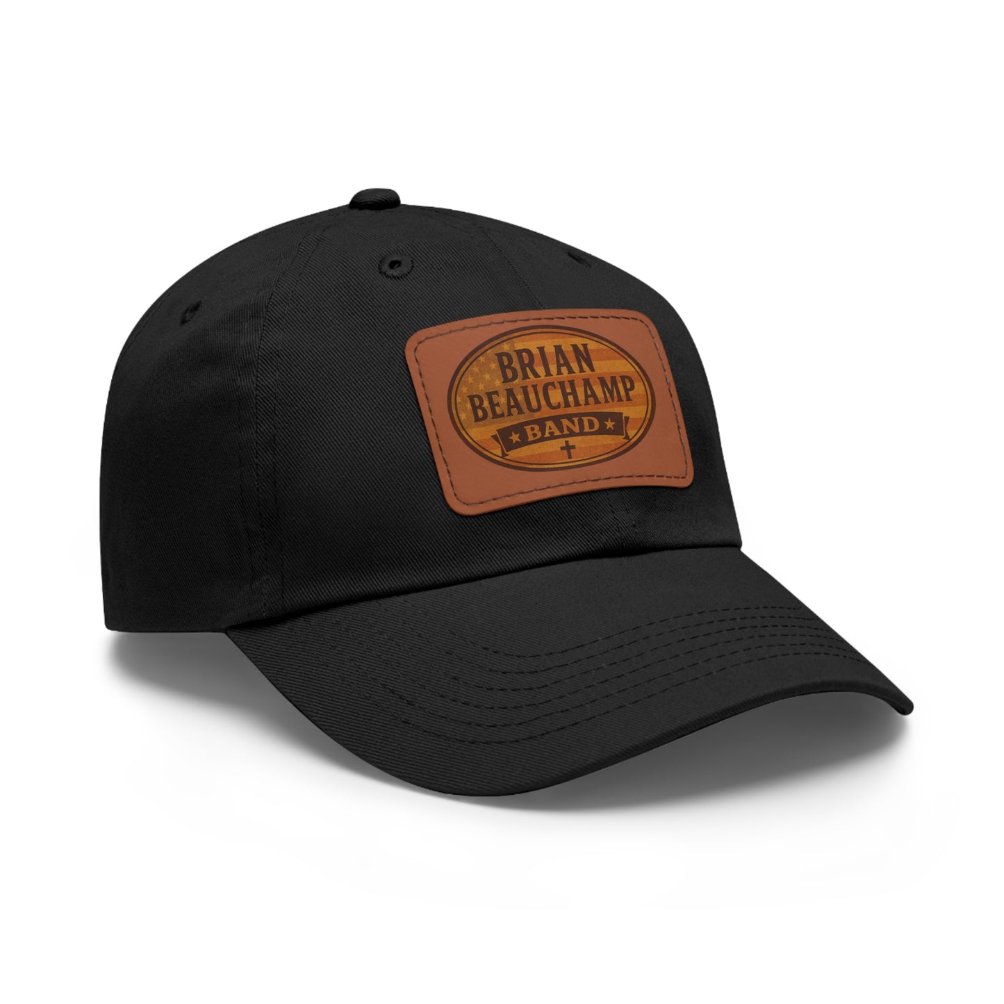 Brian Beauchamp Band Hat with Rustic Leather Patch | Perfect Gift for Music Lovers, Casual Outfit Accessory, Outdoor Adventures, Father's Day, BBQs